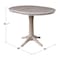 International Concepts Round 36 in Rd Top Pedestal Table, 12 in Leaf, 34.9 inH, Adjust Ht, Washed Gray Taupe, 36 W, 48 L, Wood K09-36RXT-27B-6B - alternate 8